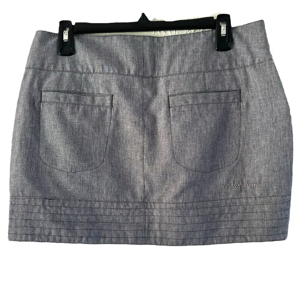 Under Armour MNT Women's Skirt Size 8 Gray Pockets Zip Golf Mini Activewear - Picture 2 of 15